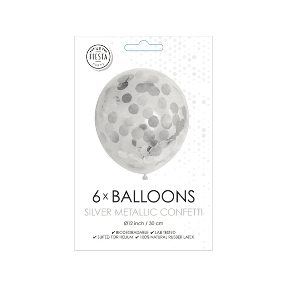 Confetti Ballon 6st Metallic Silver