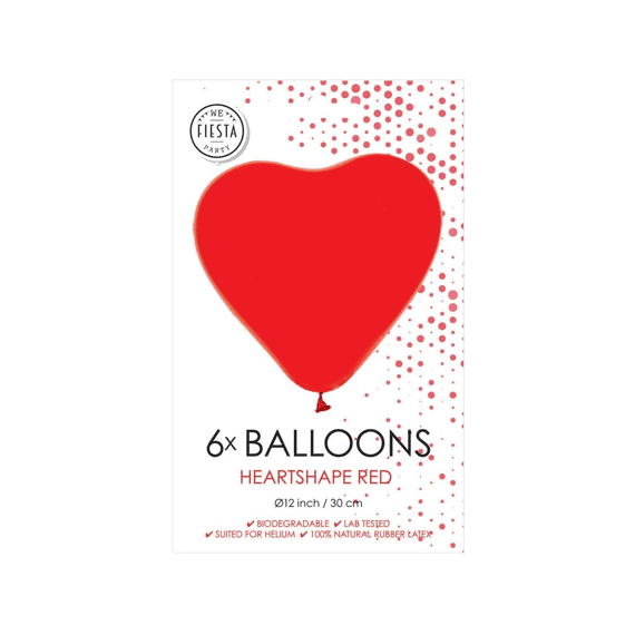 Ballon In Hartvorm 12st 30cm Rood