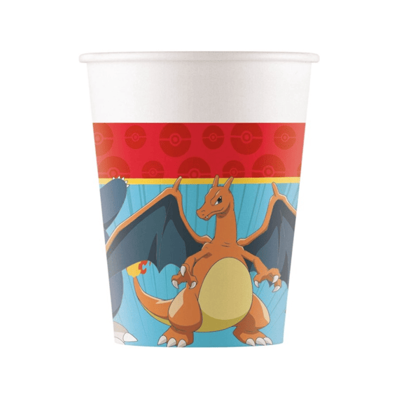 Bekers Papier 8st 20cl Pokemon