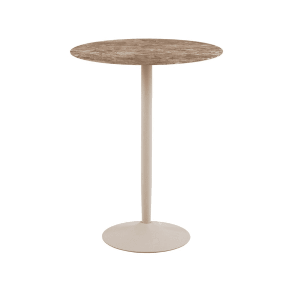 Malta Ronde Bartafel Met Keramisch Bruin Blad En Trompetvormig Onderstel Grijs D80x105cm