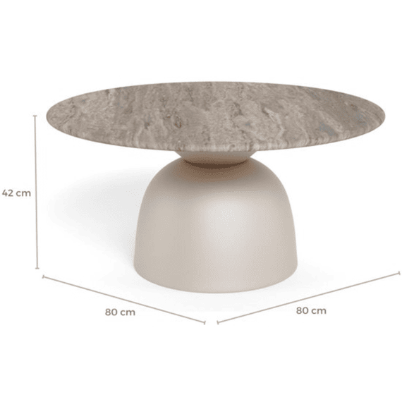Ferrol Ronde Salontafel Gepolijst Marmeren Blad Pilaarvormig Onderstel Grijs D80x42cm