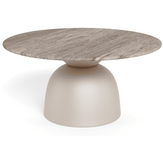 Ferrol Ronde Salontafel Gepolijst Marmeren Blad Pilaarvormig Onderstel Grijs D80x42cm