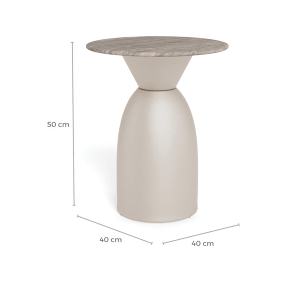 Ferrol Ronde Salontafel Gepolijst Marmeren Blad Pilaarvormig Onderstel Grijs D40x50cm