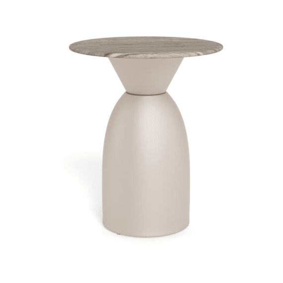 Ferrol Ronde Salontafel Gepolijst Marmeren Blad Pilaarvormig Onderstel Grijs D40x50cm