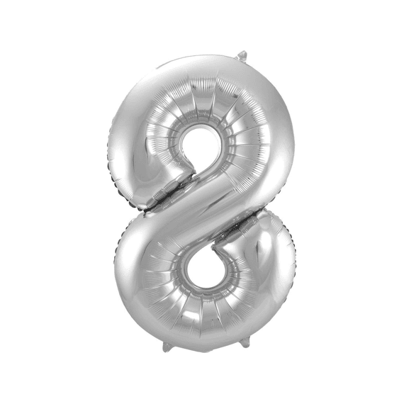 Folie Ballon Cijfer 8 Zilver 86 Cm