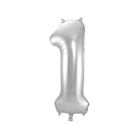 Folie Ballon Cijfer 1 Zilver 86 Cm