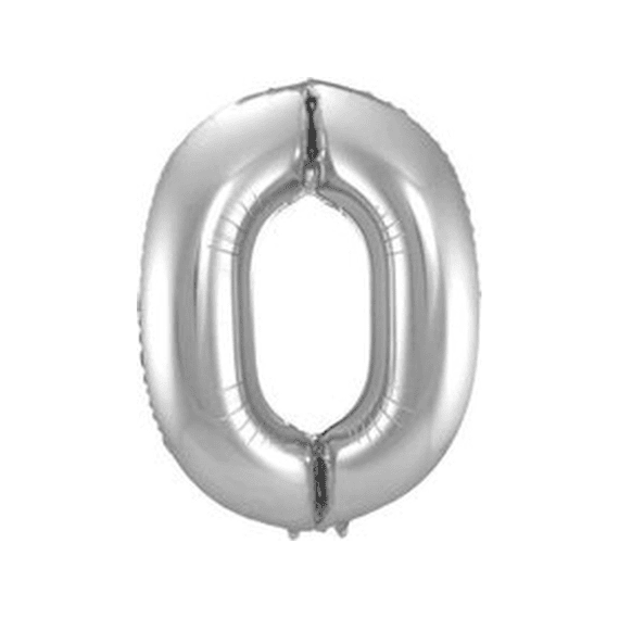 Folie Ballon Cijfer 0 Zilver 86 Cm
