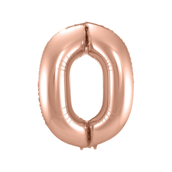 Folie Ballon Cijfer 0 Rose Goud 86 Cm
