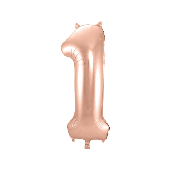 Folie Ballon Cijfer 1 Rose Goud 86 Cm