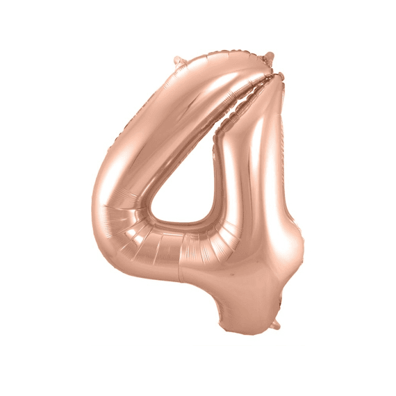 Folie Ballon Cijfer 4 Rose Goud 86 Cm