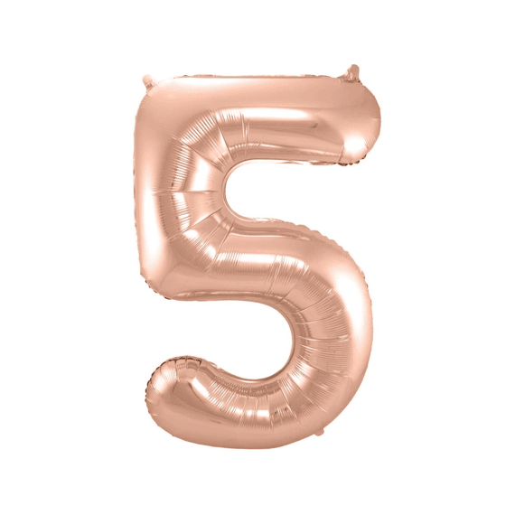 Folie Ballon Cijfer 5 Rose Goud 86 Cm