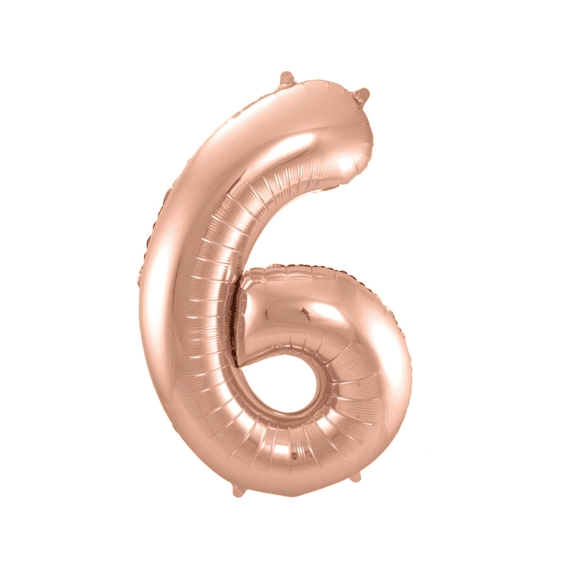 Folie Ballon Cijfer 6 Rose Goud 86 Cm