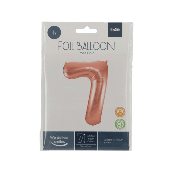 Folie Ballon Cijfer 7 Rose Goud 86 Cm