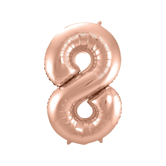 Folie Ballon Cijfer 8 Rose Goud 86 Cm
