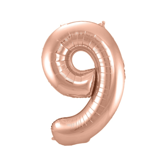 Folie Ballon Cijfer 9 Rose Goud 86 Cm