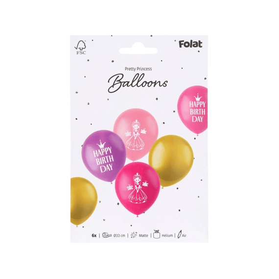 Ballon 33cm Latex Pretty Princess 6stuks