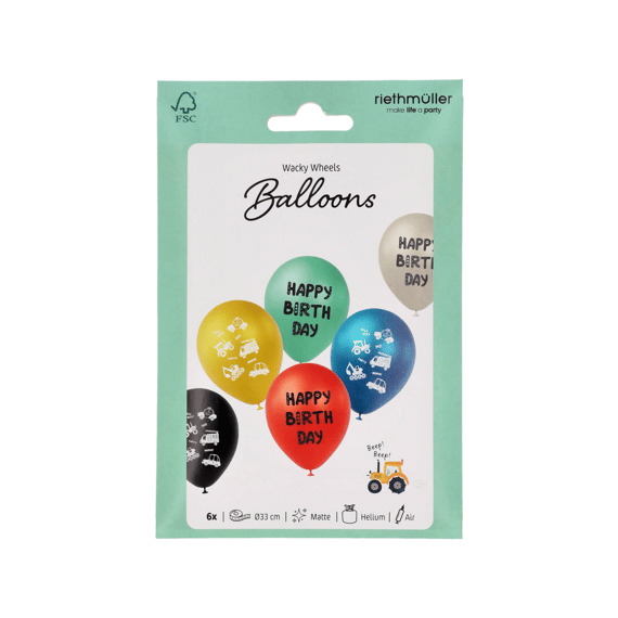 Folat Latexballonnen Wacky Wheels 33 cm 6 stuks