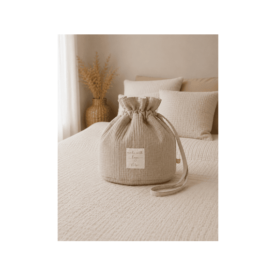 Noukies Plain Muslin Commodemandje Beige Muslin