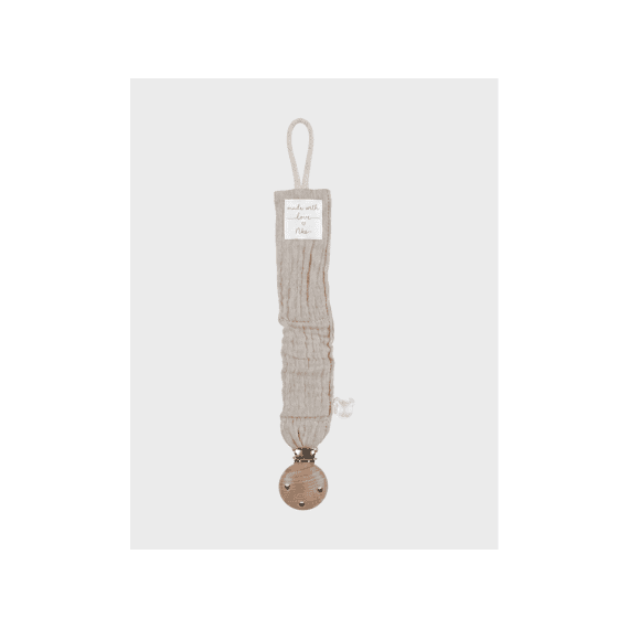 Noukies  Fopspeenketting Beige Muslin