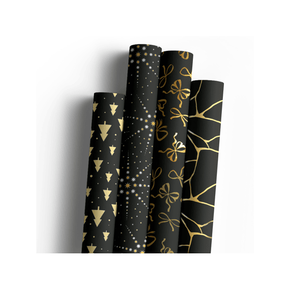 Kerstpapier Dark Elegance 1.5mx70cm Assortiment