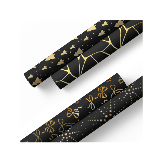 Kerstpapier Dark Elegance 1.5mx70cm Assortiment