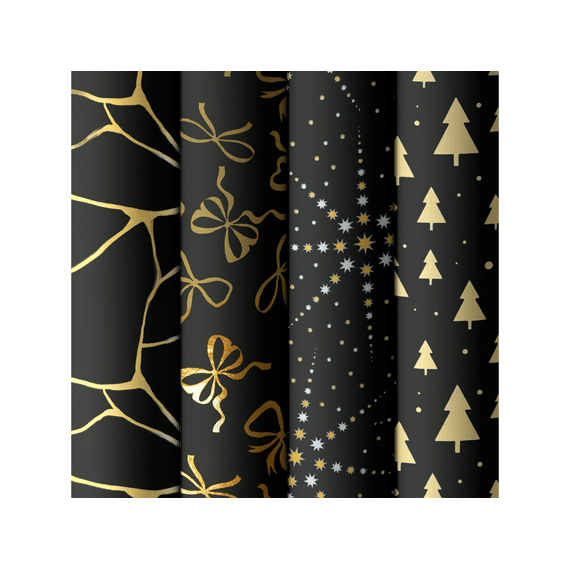 Kerstpapier Dark Elegance 1.5mx70cm Assortiment