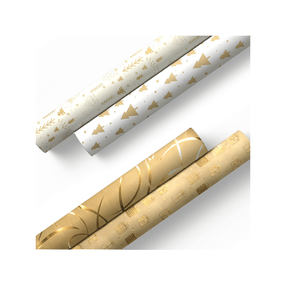 Kerstpapier Golden Winter 1.5mx70cm Assortiment