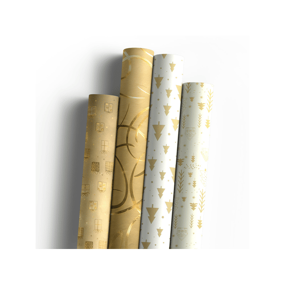 Kerstpapier Golden Winter 1.5mx70cm Assortiment