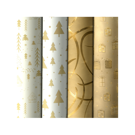 Kerstpapier Golden Winter 1.5mx70cm Assortiment