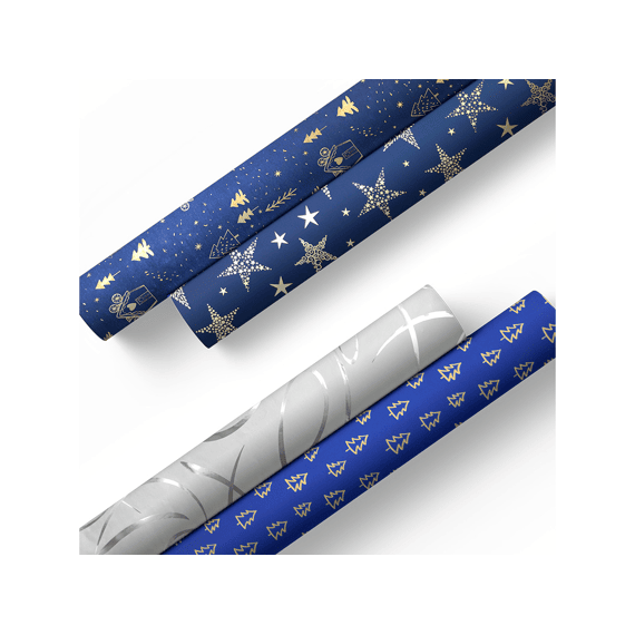 Kerstpapier Cool Winter 1.5mx70cm Assortiment