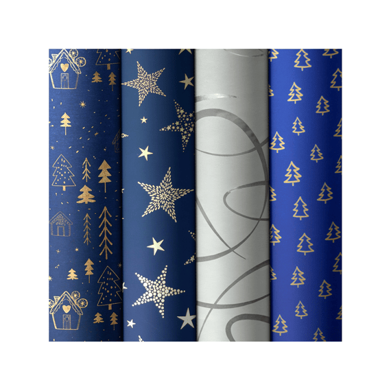 Kerstpapier Cool Winter 1.5mx70cm Assortiment