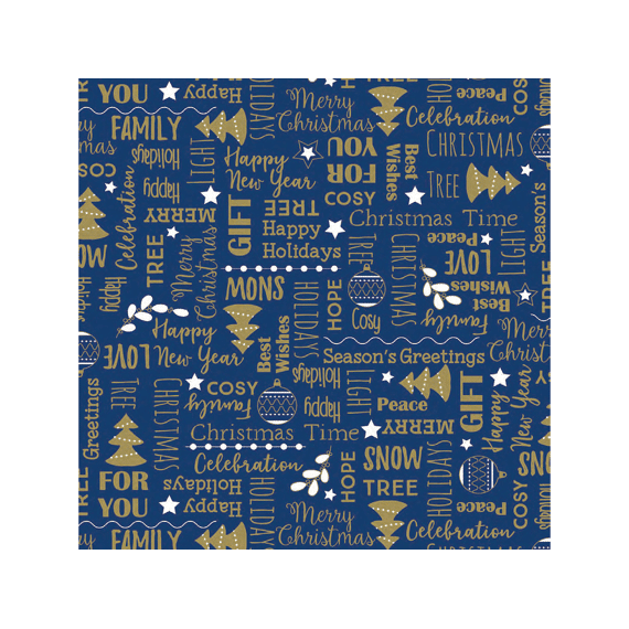 Kerstpapier 3-pak Blauw