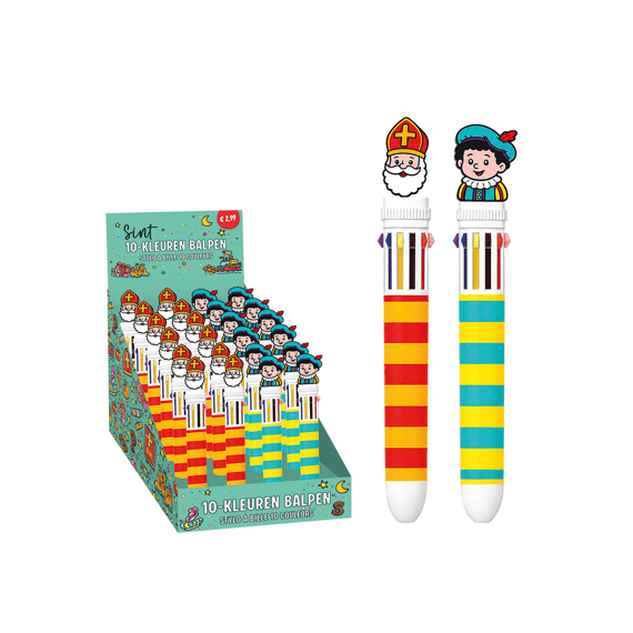 Sinterklaas 10-kleuren Balpen Assortiment