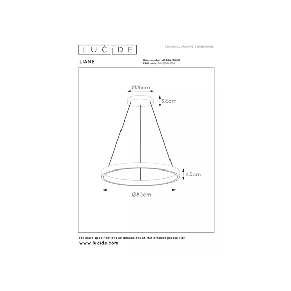 Lucide Liane Hanglamp Roest Bruin Ø80