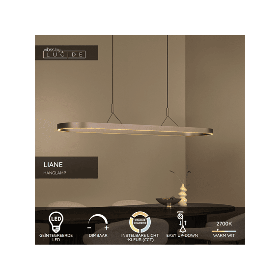 Lucide Liane Hanglamp Roest Bruin Led Dimbaar