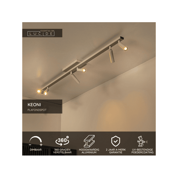 Lucide Keoni Plafondspot Taupe 6xg9