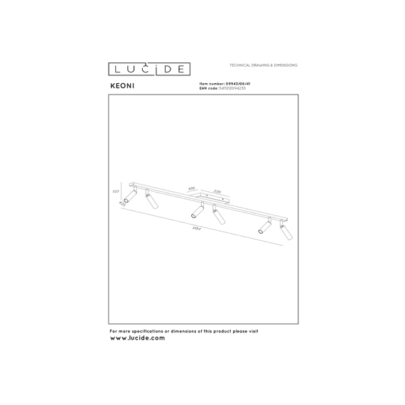 Lucide Keoni Plafondspot Taupe 6xg9