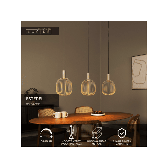 Lucide Esterel Hanglamp Taupe 3xgu10