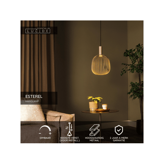 Lucide Esterel Hanglamp Taupe Ø25 1xgu10
