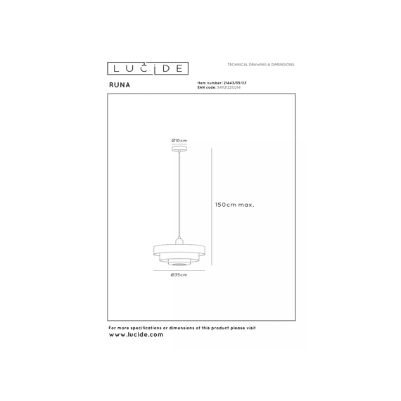 Lucide Runa Hanglamp Groen Ø35 1xe27