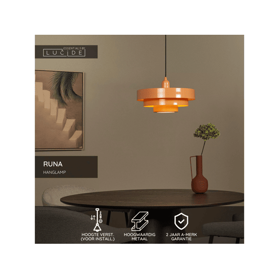Lucide Runa Hanglamp Roze Ø35 1xe27 40
