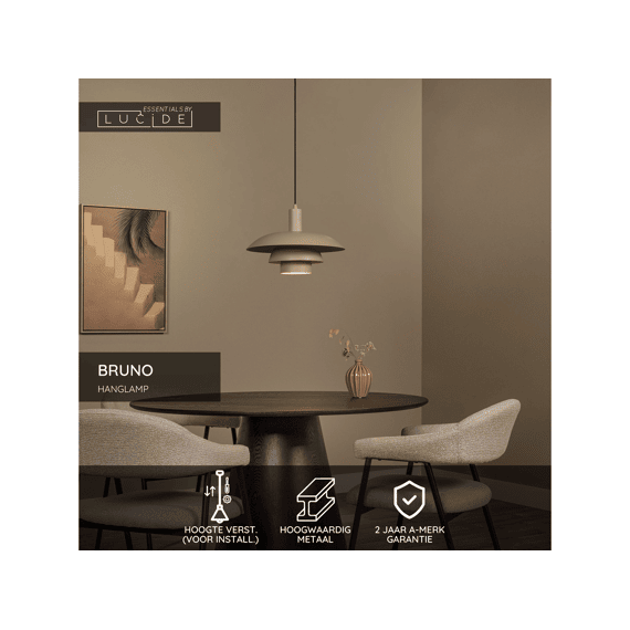 Lucide Bruno Hanglamp Taupe Ø38 1xe27