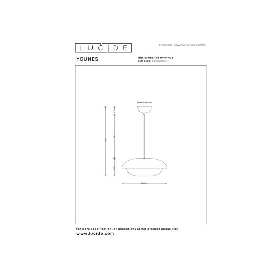 Lucide Younes Hanglamp Beige Ø40 1xe27