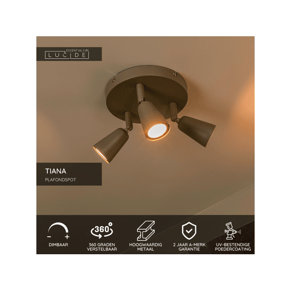 Lucide Tiana Plafondspot Taupe 1xgu10