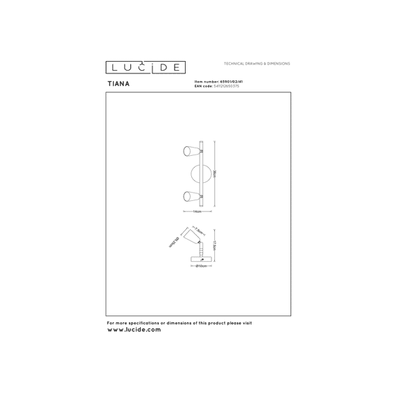 Lucide Tiana Wandspot Taupe 2xgu10