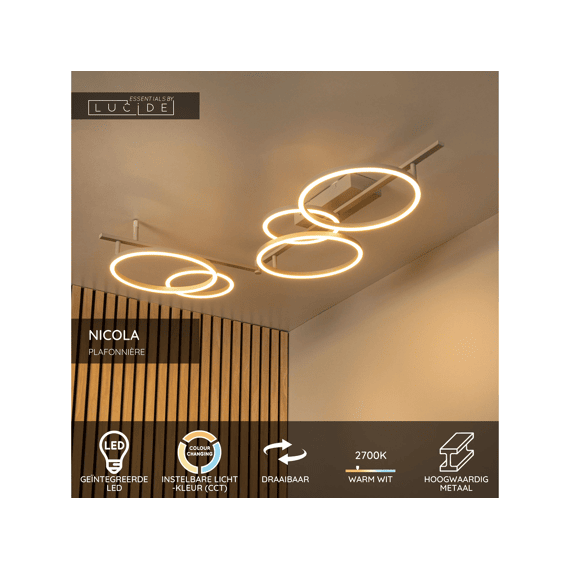 Lucide Nicola Plafondspot Taupe Led 37w