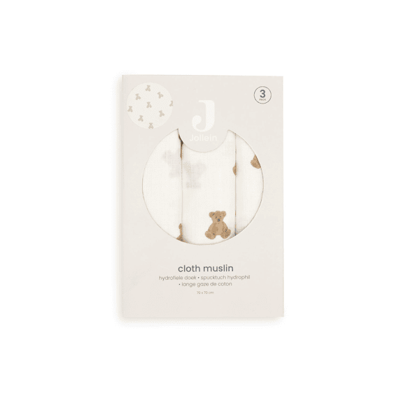 Jollein Tetradoeken 70x70cm 3-pack Mini Teddy Bear