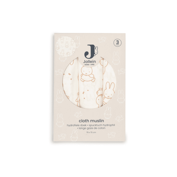 Jollein Tetradoeken 70x70cm 3-pack Miffy Moments Light Terra