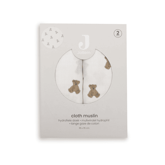 Jollein Multidoek Tetra 115x115cm 2-pack Mini Teddy Bear