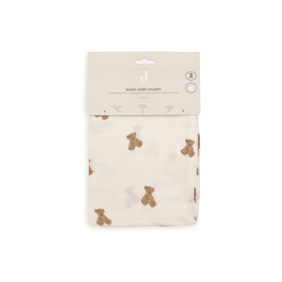 Jollein Washandjes 15x20 Tetra 3-pack Mini Teddy Bear
